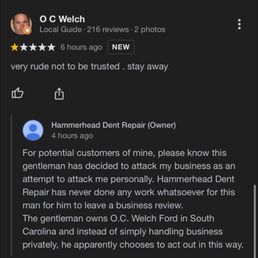 O.C. Welch's fake google review he made about my small business to try and retaliate against me O.C. Welch's fake google review he made about my small business to try and retaliate against me