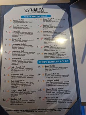 Menu photo 2 Umiya Sushi Houston, TX Menu photo 2 Umiya Sushi Houston, TX