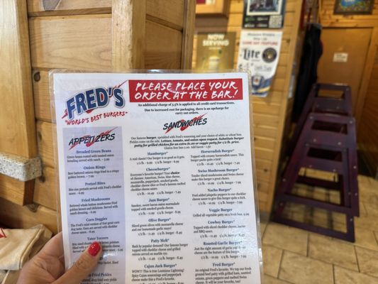 Menu photo 2 Fred's Burlington, WI