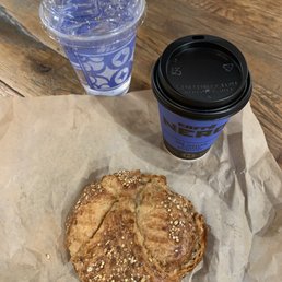 a pastry and a cup of coffee