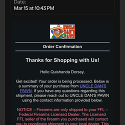 Uncle Dan's Pawn - South Dallas - Purchased email No disclaimer saying I had 24 hours.