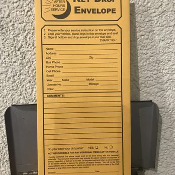Timmons Subaru - Key drop envelope - Auto Repair Near Me - Long Beach, California Timmons Subaru - Key drop envelope - Auto Repair Near Me - Long Beach, California