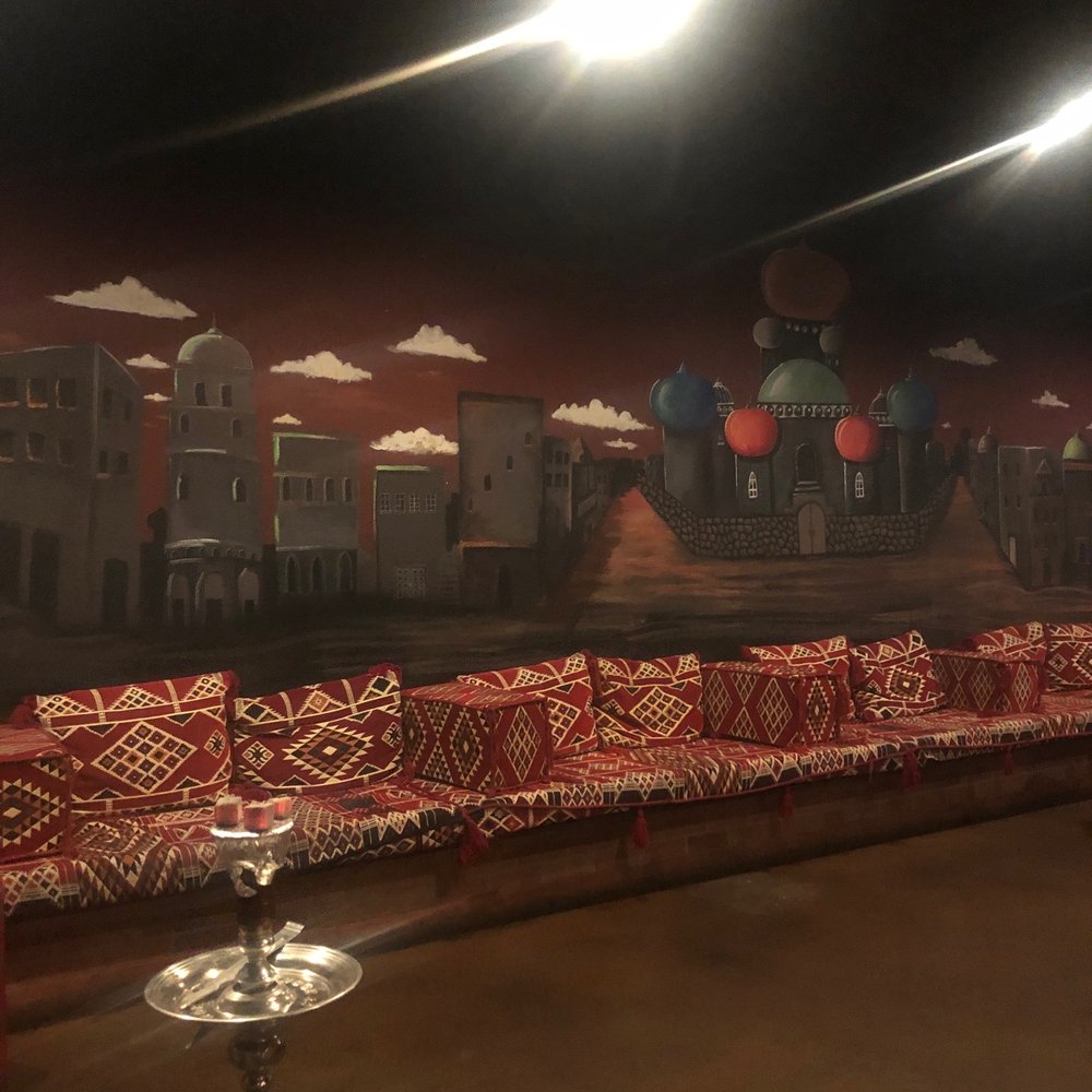 Mazaj Hookah Lounge - The painting on the walls is beautiful - Hookah Bars Near Me - Tempe, Arizona