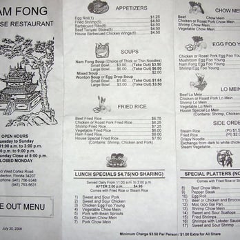 Nam Fong - Menu - Chinese Near Me - Bradenton, Florida Nam Fong - Menu - Chinese Near Me - Bradenton, Florida