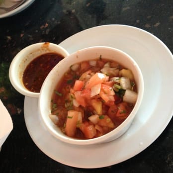 Mariscos Los Arcos - Complimentary pico de gallo and salsa - Mexican Near Me - Van Nuys, California