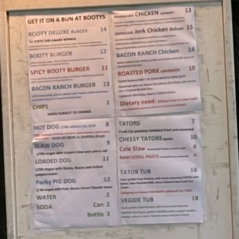 Get It On A Bun At Booty's - Booty's menu in May 2026 at Shakespeare in Central Park - Food Trucks Near Me Get It On A Bun At Booty's - Booty's menu in May 2026 at Shakespeare in Central Park - Food Trucks Near Me