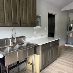 Zuercher Plumbing - He installed new kitchen plumbing for a bar sink, three-compartment sink, and commercial dishwasher, plus completed rough-in