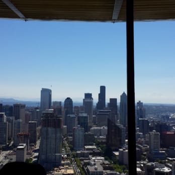 Space Needle - View from revolving Sky Cafe (makes a complete 360 every 40 min) - Landmarks & Historical Buildings Near Me - Seattle, Washington Space Needle - View from revolving Sky Cafe (makes a complete 360 every 40 min) - Landmarks & Historical Buildings Near Me - Seattle, Washington