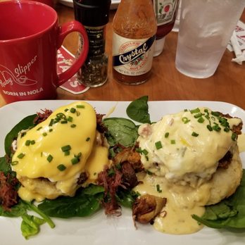 Ruby Slipper Decatur - Peacemaker, your choice of 2 Benedict's. These are fried chicken and one hash. - Breakfast & Brunch Near Me - New Orleans, Louisiana Ruby Slipper Decatur - Peacemaker, your choice of 2 Benedict's. These are fried chicken and one hash. - Breakfast & Brunch Near Me - New Orleans, Louisiana