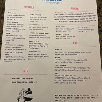 Parche - Drink menu - Colombian Near Me - Oakland, California Parche - Drink menu - Colombian Near Me - Oakland, California