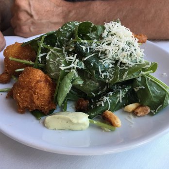 manna - Spinach salad with hush puppy crouton - New American Near Me - Wilmington, North Carolina