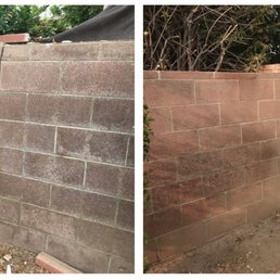 Brick fence repair.   Before and After.