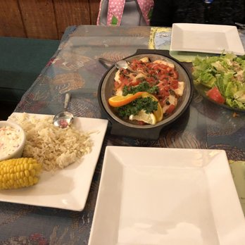 The Fish House - Matecumbe style hogfish with house salad and a side dish of rice, corn on the cob, and cole slaw. - Seafood Near Me - Key Largo, Florida The Fish House - Matecumbe style hogfish with house salad and a side dish of rice, corn on the cob, and cole slaw. - Seafood Near Me - Key Largo, Florida