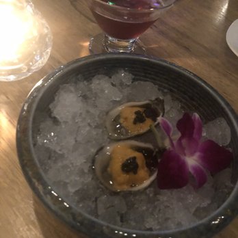 Moon Tree Sushi And Tapas - Shigoku Oysters topped with Uni and Black Cavier. - Sushi Bars Near Me - Seattle, Washington Moon Tree Sushi And Tapas - Shigoku Oysters topped with Uni and Black Cavier. - Sushi Bars Near Me - Seattle, Washington
