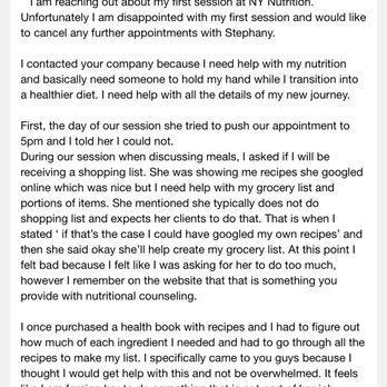 NY Nutrition Group - Email explaining my needs # 1 ultimately Stephany did provide a meal plan & shopping list but I didn't want to work with her after - Nutritionists Near Me - Manhattan, New York NY Nutrition Group - Email explaining my needs # 1 ultimately Stephany did provide a meal plan & shopping list but I didn't want to work with her after - Nutritionists Near Me - Manhattan, New York