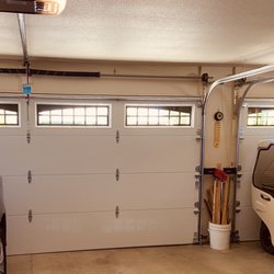 TopNotch Garage Doors by Joel - Inside view of AMARR HR3000 Long Panel Bead Board doors and lift master 8550WLB