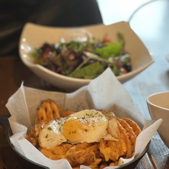 Hide Out Cafe - #Hash-tag Waffle Fries w/o pork and the House Salad - Cafes Near Me - Rowland Heights, California