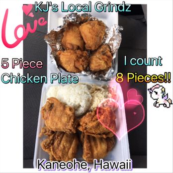 KJ's Local Grindz - KJ's Famous 5 Piece Fried Chicken Plate for only $9.00??!! - Chicken Shop Near Me - Kaneohe, Hawaii