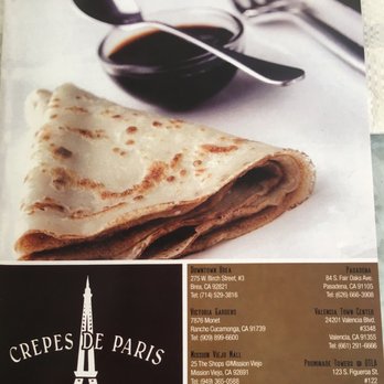 Crepes de Paris - Menu cover - Creperies Near Me - Brea, California