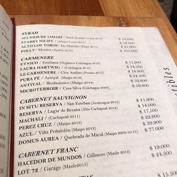 Restaurant Peumayén - Wine List Excerpt - Latin American Near Me - Santiago, RM Restaurant Peumayén - Wine List Excerpt - Latin American Near Me - Santiago, RM