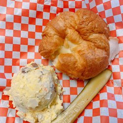 Dina's Sandwitch - Turkey croissant with potato salad and a pickle slice! super yummy