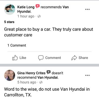 Van Hyundai - Fake profile to bury my review which they deleted when i called them out. - Car Dealers Near Me - Carrollton, Texas Van Hyundai - Fake profile to bury my review which they deleted when i called them out. - Car Dealers Near Me - Carrollton, Texas