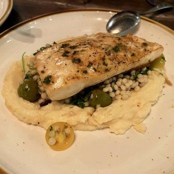 Lokma - Halibut with Israeli couscous salad & mashed potatoes - Mediterranean Near Me - San Francisco, California Lokma - Halibut with Israeli couscous salad & mashed potatoes - Mediterranean Near Me - San Francisco, California