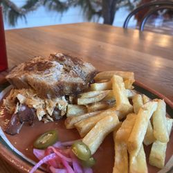 Jumbo's Win Win - El Ruben birria pastrami sandwich with hand cut fries 12/10