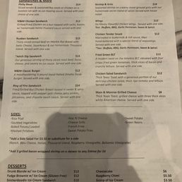 Sandwich menu
