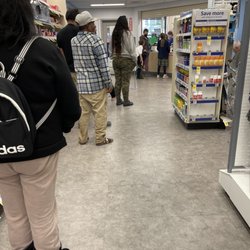 Walgreens - Like at least 10 people deep, not moving. Way more people in drive thru line