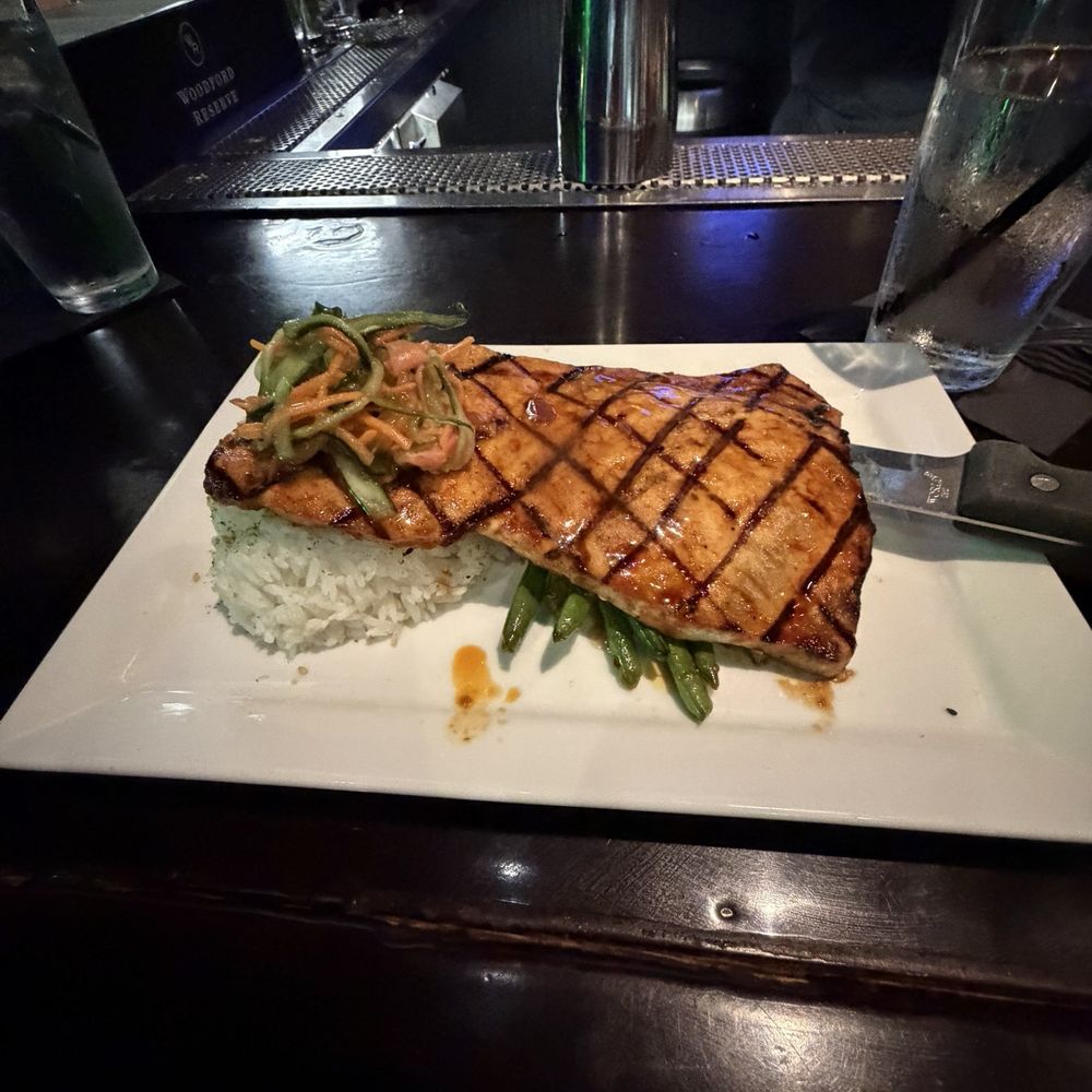 Table 26 - We tried today's special, which was a chili glazed swordfish, with green beans, rice, and cucumber salad. It was amazing! - New American Near Me - Turlock, California Table 26 - We tried today's special, which was a chili glazed swordfish, with green beans, rice, and cucumber salad. It was amazing! - New American Near Me - Turlock, California