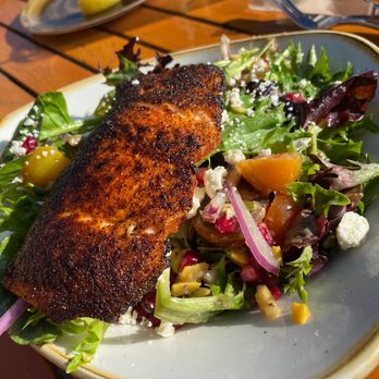 Nelson's - Blackened Salmon Salad (Was good but salmon wasn't fully cooked) - Seafood Near Me - Rancho Palos Verdes, California