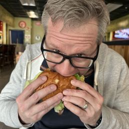 Best husband in the world enjoying his Cali burger Best husband in the world enjoying his Cali burger