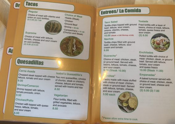 Menu photo 2 Isabel’s Tacos Grabill, IN