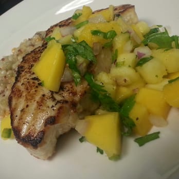 Krush - Mako shark w/pineapple-mango salsa - American Near Me - Bakersfield, California Krush - Mako shark w/pineapple-mango salsa - American Near Me - Bakersfield, California