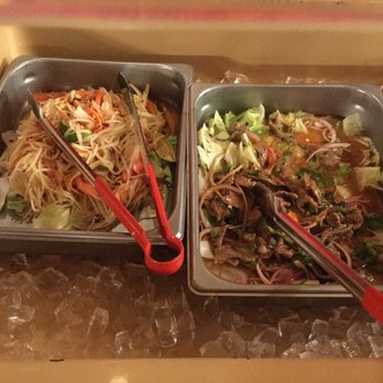 Wah Ha Ha - This makes the buffet worth every penny! Som tom and beef laab salads. Regular price is $7.99 per order. The ayce is $8.99 ^^ - Thai Near Me - Gainesville, Florida Wah Ha Ha - This makes the buffet worth every penny! Som tom and beef laab salads. Regular price is $7.99 per order. The ayce is $8.99 ^^ - Thai Near Me - Gainesville, Florida