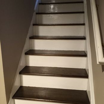 Class Carpet Floor & Home - Replaced stair treads stained and risers painted white - Flooring Near Me - Levittown, New York Class Carpet Floor & Home - Replaced stair treads stained and risers painted white - Flooring Near Me - Levittown, New York
