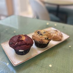 Mây Bakery & Café - Red Velvet and Cheese Muffin Blueberry Muffin Almond Croissant