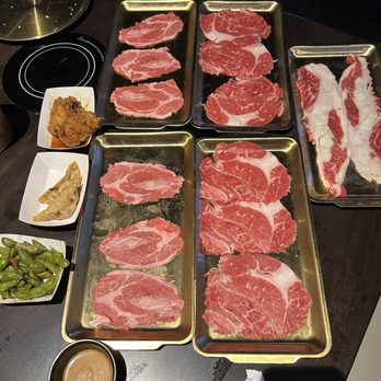 Shabu Gen - Prime rib eye, prime blade meat, beef toro, edamame, gyoza, and soy garlic chicken wings - Hot Pot Near Me - Elk Grove, California