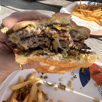 Willy’s Burgers - Double Burger bacon and Swiss with crispy jalapeños - Burgers Near Me - Gold Hill, Oregon Willy’s Burgers - Double Burger bacon and Swiss with crispy jalapeños - Burgers Near Me - Gold Hill, Oregon