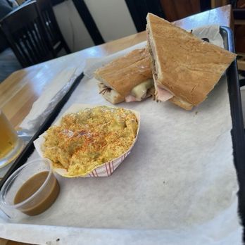 Hogtown Smokehouse - Cuban sandwich with potato salad was - Barbeque Near Me - St. Louis, Missouri Hogtown Smokehouse - Cuban sandwich with potato salad was - Barbeque Near Me - St. Louis, Missouri