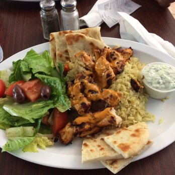 Mikonos Grill - Chicken souvlaki plate - Greek Near Me - Milpitas, California Mikonos Grill - Chicken souvlaki plate - Greek Near Me - Milpitas, California