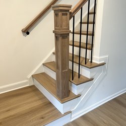 Kustom Floors - Custom staining on wood posts, baluster installation.