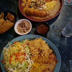 #7. Burrito and Chile Relleno Combo (Top) Enchilada and Tostada from small combinations menu