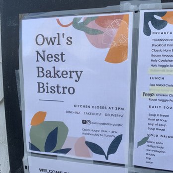 Owl's Nest - a sign for a bakery - Breakfast & Brunch Near Me - Chemainus, British Columbia
