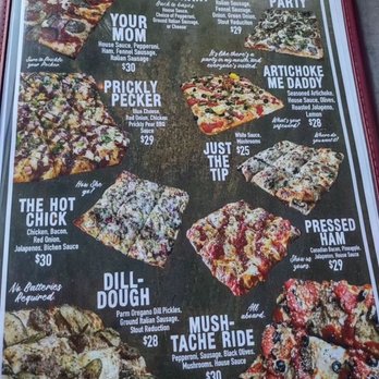 Rickety Cricket Brewing - Pizza menu check out those names - Pizza Near Me - Kingman, Arizona