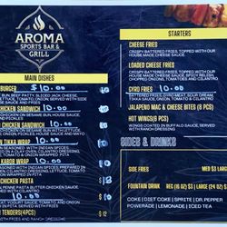Aroma Sports Bar and Grill - Menu (11/2024)