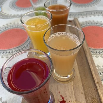 Two Cranes Bistro and Brew - Flight of juices - Comfort Food Near Me - Albuquerque, New Mexico