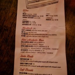 1 side of the drink menu 1 side of the drink menu