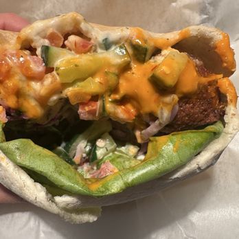 Falafel Inc - FALAFEL SANDWICH with red sauce and hummus - Falafel Near Me - Ashburn, Virginia Falafel Inc - FALAFEL SANDWICH with red sauce and hummus - Falafel Near Me - Ashburn, Virginia